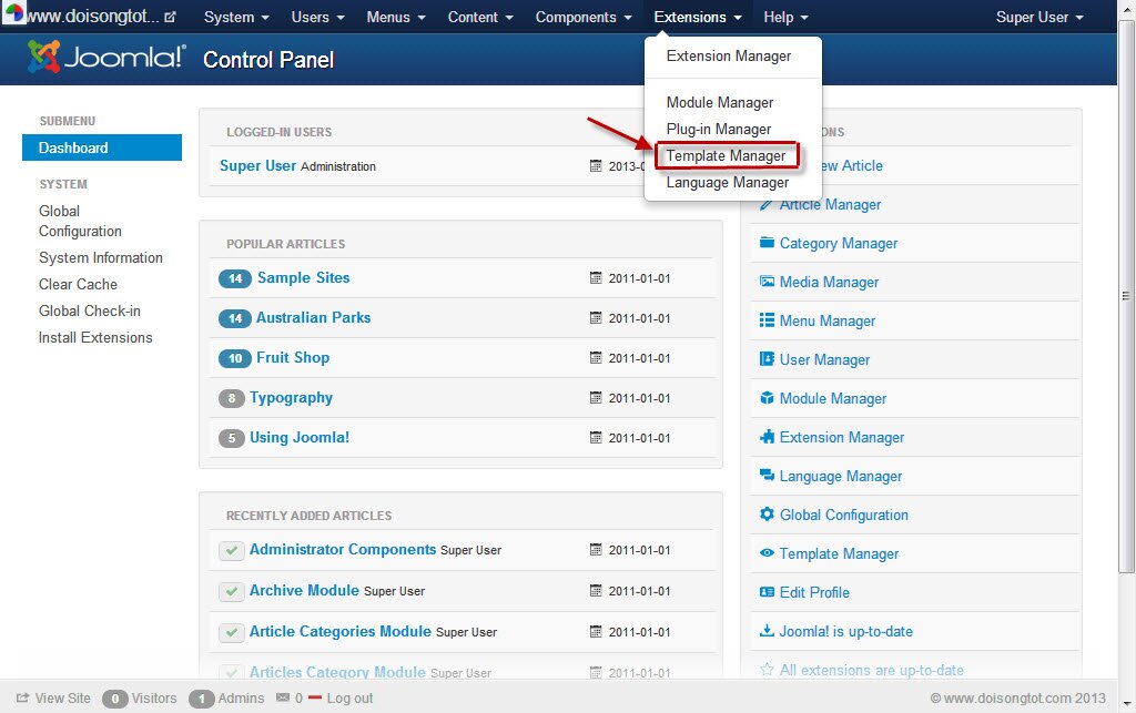 how to see place of modules in templates