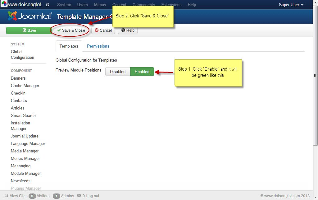 how to see place of modules in templates
