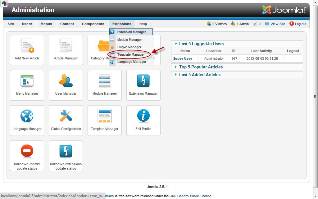 how to see place of modules in teamplates