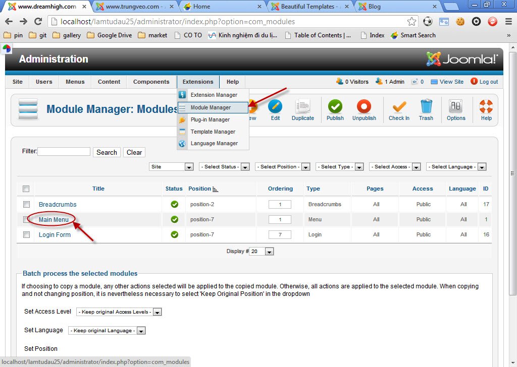 how to create menu for the site
