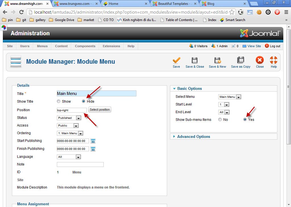 how to create menu for the site