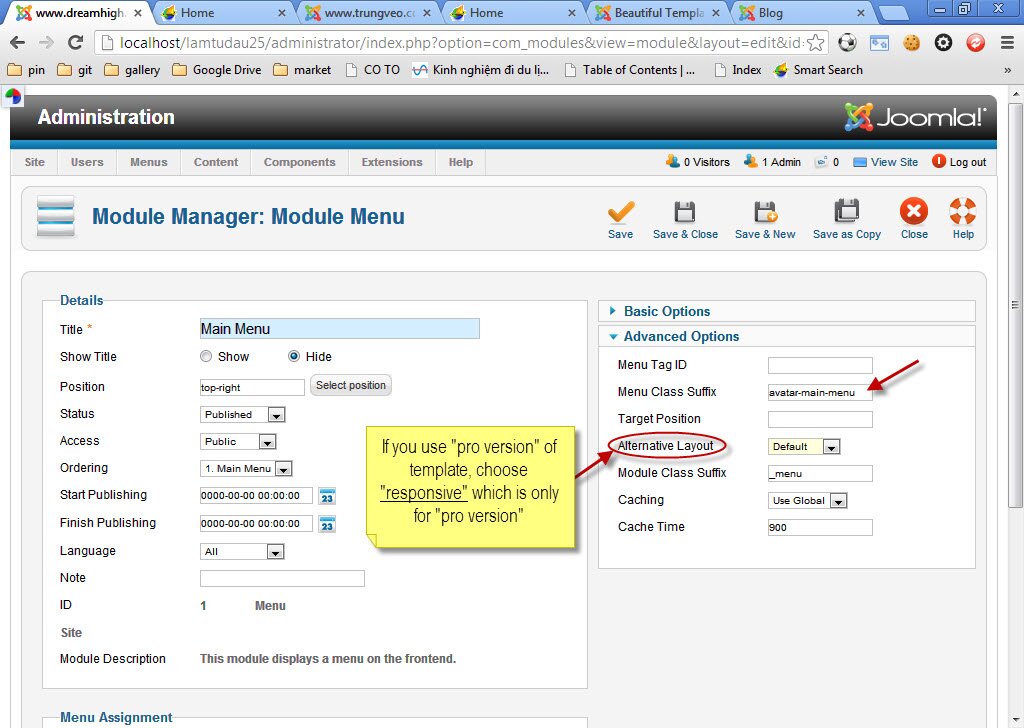 how to create menu for the site