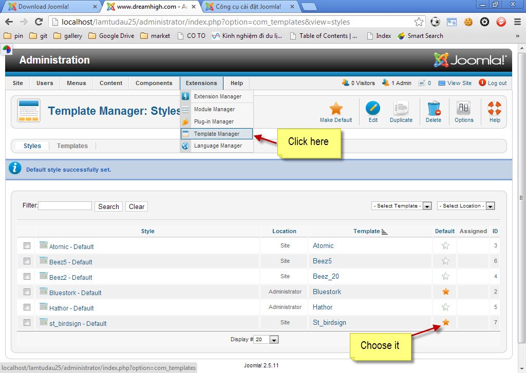 directions to setup a site from begin without quickstart