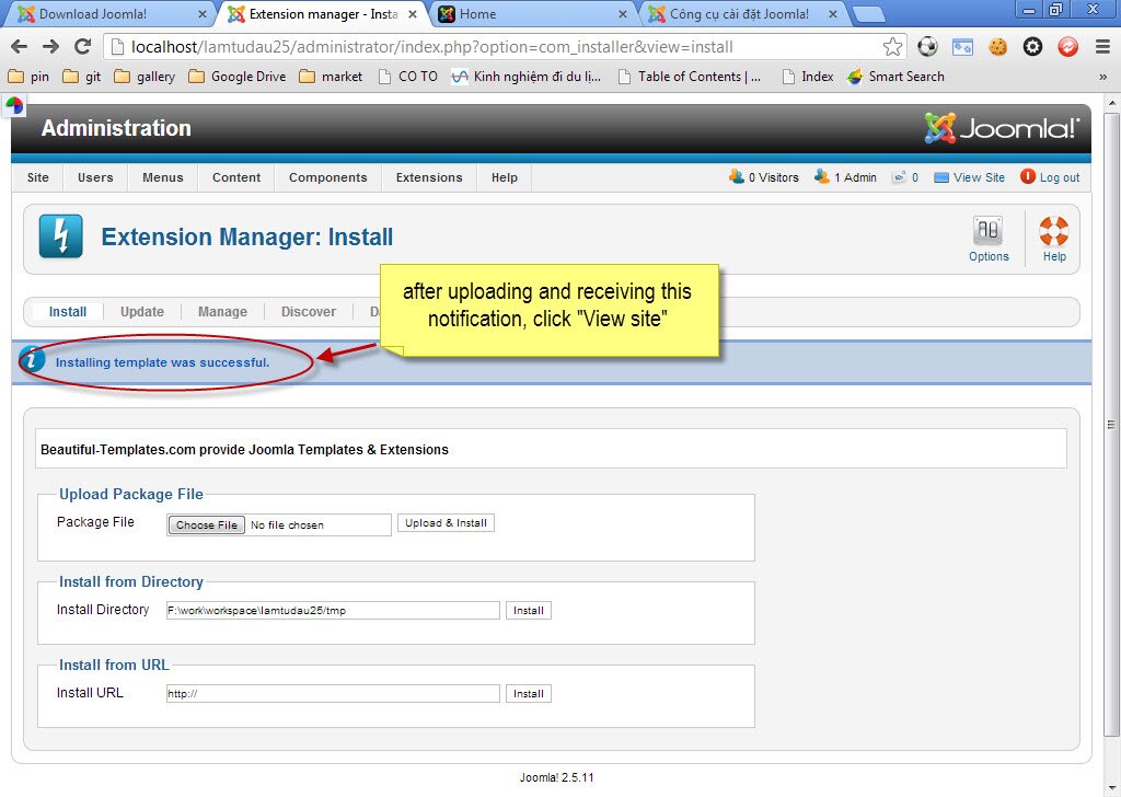 directions to setup a site from begin without quickstart